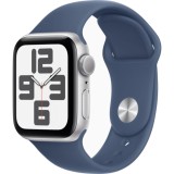 Apple Watch SE2 2024, GPS, 40mm, Silver Aluminium Case, Denim Sport Band, S/M