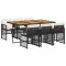 Set mobilier de gradina cu perne, 7 piese, negru, poliratan
