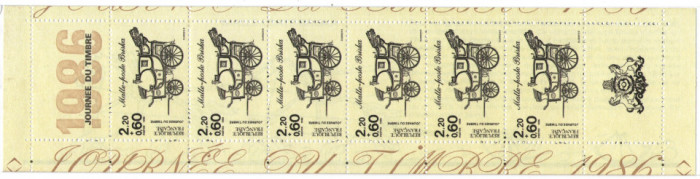 Franta 1986 - ziua marcii postale, 6 neuzate in carnet filatelic
