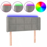 Cumpara ieftin Tablie de pat cu LED, gri deschis, 93x16x78/88 cm, catifea