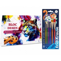 Set creativ pentru desen &ndash; Bloc de desen TYPA + 6 pensule ErichKrause