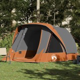 VidaXL Cort de camping pentru 6 persoane, gri/portocaliu, impermeabil