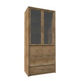 Cumpara ieftin Vitrina sticla stejar lefkas inchis Montana 90x43x197 cm