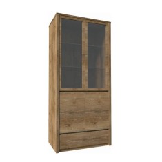 Vitrina sticla stejar lefkas inchis Montana 90x43x197 cm