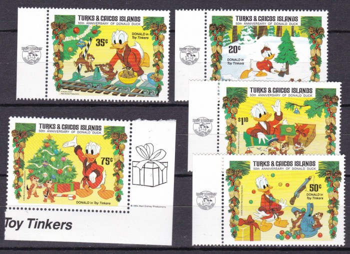 Turks Caicos 1984 Disney Donald MI 712-716 MNH