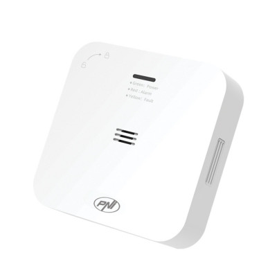 Senzor de monoxid de carbon (CO) wireless PNI SafeHouse HS281, control din aplicatia Tuya Smart, alimentare baterii AA, alarma sonora si vizuala, alar foto
