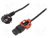 Cablu alimentare AC, 2m, 3 fire, culoare negru, CEE 7/7 (E/F) &amp;#351;tecar in unghi, IEC C13 mama, IEC LOCK - IEC-EL332S