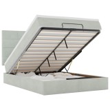 Cadru de pat otoman cu saltele Gri deschis 140x190cm catifea