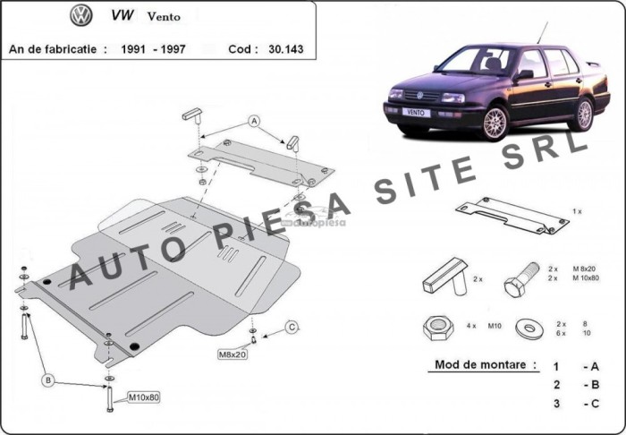 Scut metalic motor VW Vento fabricat incepand cu 1991 APS-30,143