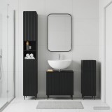 Cumpara ieftin Set de cabinet pentru baie cu 3 piese ZWOLLE Negru
