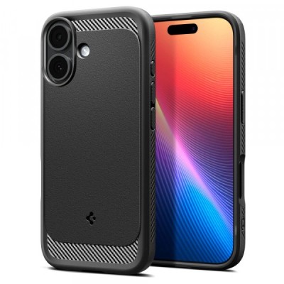Husa MagSafe pentru Apple iPhone 17, Spigen, Rugged Armor, Neagra Mata foto