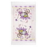 Prosop de bucatarie din bumbac, 60x35 cm, alb cu model lavanda si fluturi, CMCLASS