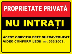 Placuta pentru proprietate privata nu intrati obiectiv video foto