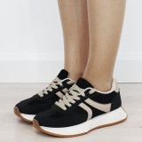 Sneakersi dama negru taupe cu talpa groasa 9013 M2