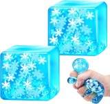 Jucarie Antistres Cub Squeeze din Silicon Set de 2 Bucati cu Fulgi de Nea Albastru Needoh