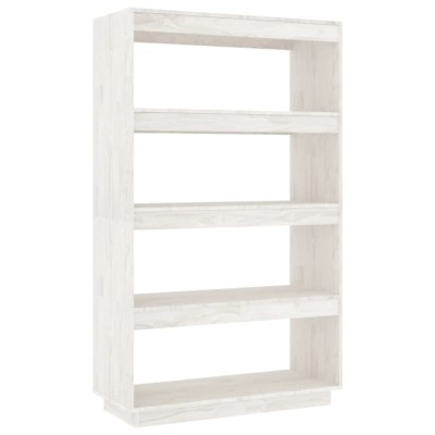 vidaXL Bibliotecă/Separator cameră alb 80x35x135 cm, lemn masiv de pin foto