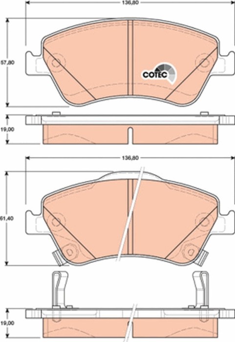 TRW GDB3481 COTEC set placute frana,frana disc