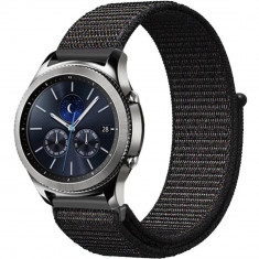 Curea ceas Smartwatch Samsung Gear S3, iUni 22 mm Soft Nylon Sport, Black foto