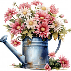 Sticker decorativ, Flori Crizanteme, Roz, 61 cm, 1363STK-14
