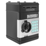 Pusculita electronica pentru copii, tip ATM, blocare cu PIN, efecte luminoase si sonore, negru