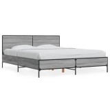 Cumpara ieftin Cadru de pat, gri sonoma, 160x200 cm, lemn prelucrat si metal