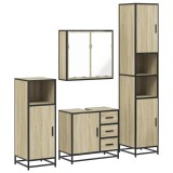 Cumpara ieftin Set de mobilier de baie din 4 piese din lemn de stejar Sonoma