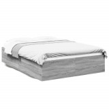 Cadru de pat, gri sonoma, 135x190 cm, lemn prelucrat GartenMobel Dekor, vidaXL