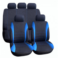 Huse auto universale scaune fata si bancheta spate - insertie albastra foto