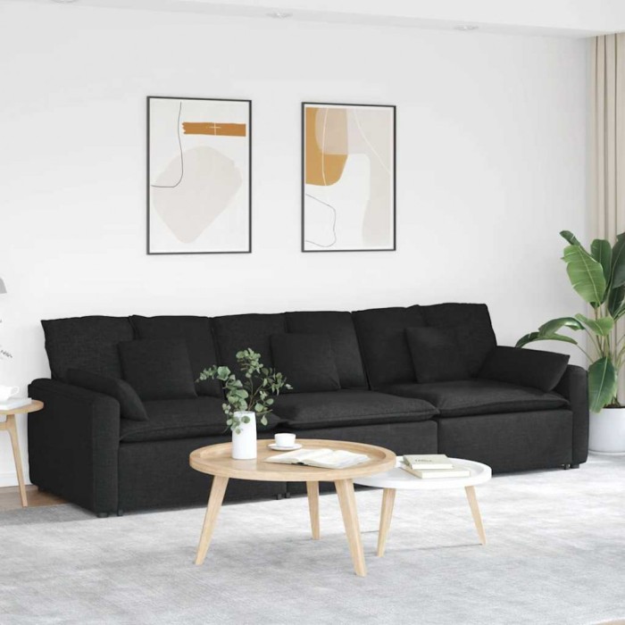 vidaXL Canapea modulară cu perne, negru 3321089