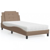Cumpara ieftin Pat cu saltea, cappuccino, 90x200 cm piele ecologică