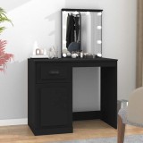 VidaXL Masă de toaletă cu LED, negru, 90x50x132,5 cm, lemn prelucrat
