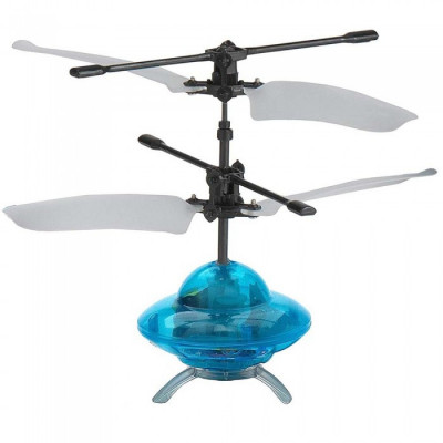 Elicopter mini de jucarie, model ufo, controlabil cu mana, albastru foto