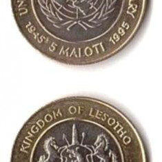 SV * Lesotho 5 MALOTI 1995 * SEMICENTENAR ONU 1945 * BIMETAL * UNC
