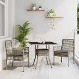 VidaXL Set de dining pentru grădină, 3 piese, , din rattan poliester gri