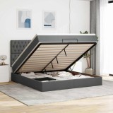VidaXL Cadru pat otoman cu saltea țesătură gri &icirc;nchis 180x200 cm