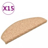 Cumpara ieftin Covorase pentru scari, 15 buc., 65x21x4 cm, aurii, semirotunde, mari