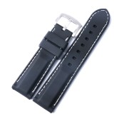 Curea De Ceas Silicon Neagra cu Cusatura Alba 20mm 22mm WZ727, Time Veranda