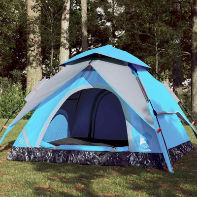 vidaXL Cort de camping cupolă 3 persoane, setare rapidă, albastru foto