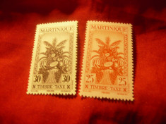 2 Timbre Taxe Martinica colonie franceza 1943- Fructe , val. 30C si 25 C foto