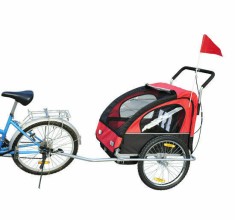 Remorca de bicicleta Homcom, rosu + negru, 5664-0086rb foto