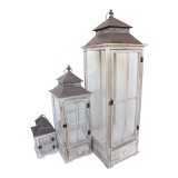 Cumpara ieftin Set de felinare 3 buc Jannie Pako World Bej 32.5x32.5x107 cm
