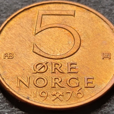 Moneda 5 ORE - NORVEGIA, anul 1976 * cod 3515 = A.UNC
