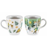 Set 2 cani Craciun portelan multicolor in cutie cadou &Oslash; 5,5 x 6 H, 70 ml