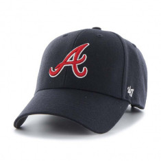 47brand șapcă din amestec de lână MLB Atlanta Braves culoarea bleumarin, cu imprimeu B-MVP01WBVRP-NY