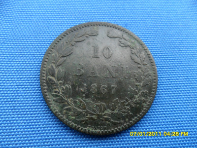 10 BANI 1867 / HEATON-PATINA PROF foto