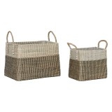 Cumpara ieftin Set de Coșuri Home ESPRIT Alb Negru Natural Iarbă de mare Boho 44 x 25 x 38 cm 2 Piese
