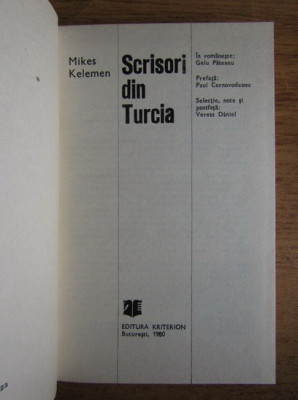 Mikes Kelemen - Scrisori din Turcia foto