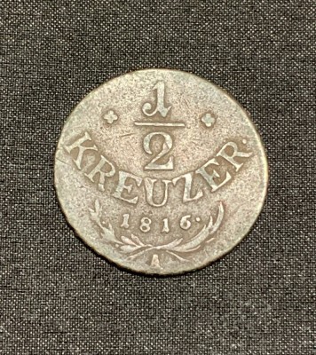 Moneda 1/2 kreuzer 1816 A Austria foto