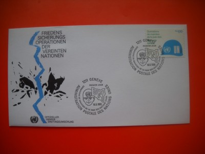HOPCT PLIC FDC S NR 291 CASTILE ALBASTRE DE MENTINERE A PACII 1980 -ONU NATIUNILE UNITE 1982 -BIROUL DIN GENMEVA -ELVETIA foto