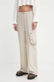 R&eacute;sum&eacute; pantaloni din amestec de in ApolloRS culoarea bej, drept, high waist, 20771130